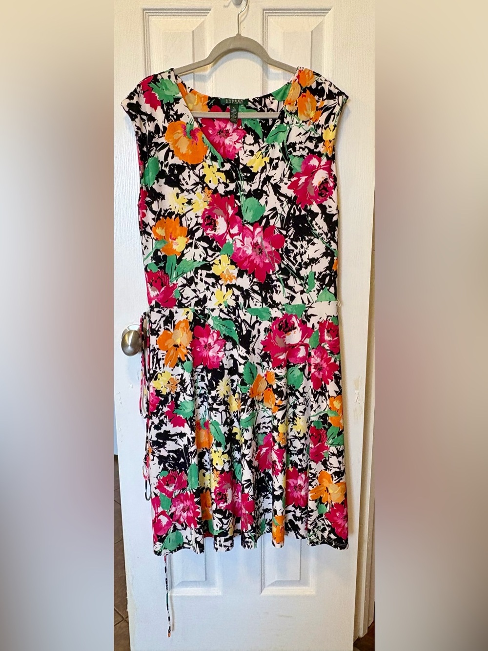 Lauren Ralph Lauren Floral XL Floral Dress in Pink, Orange, Yellow & Green